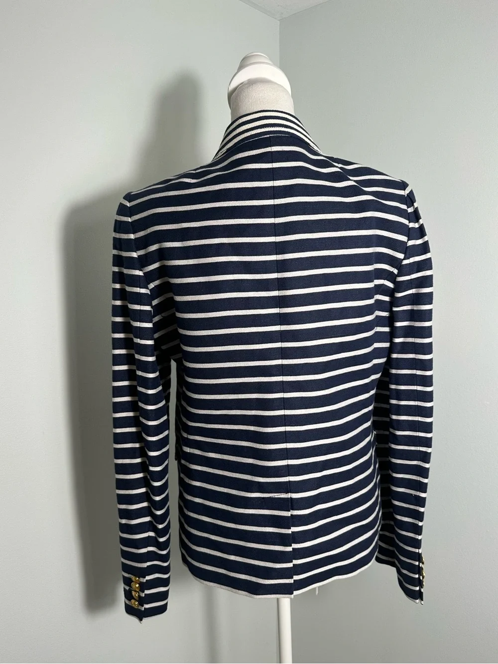 J.Crew Navy Stripped Schoolboy Linen Cotton  Blazer Size 12